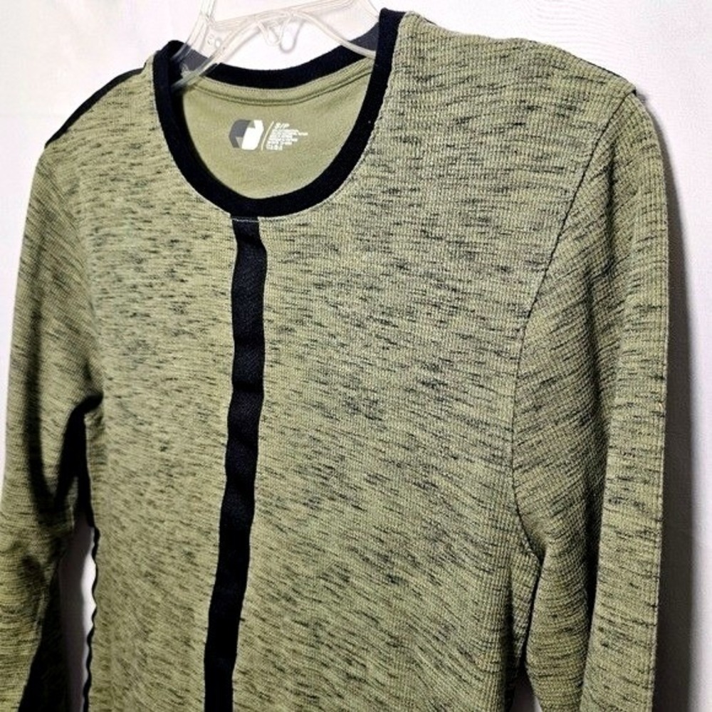 Mens Olive Green Dane Thermal Long Sleeve Cotton Blend Shirt